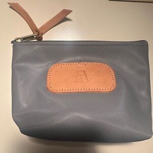 John Hart Gray Pouch with Leather Accent